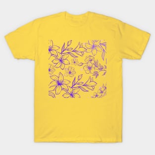 Flower and Leaves pattern illustration background T-Shirt